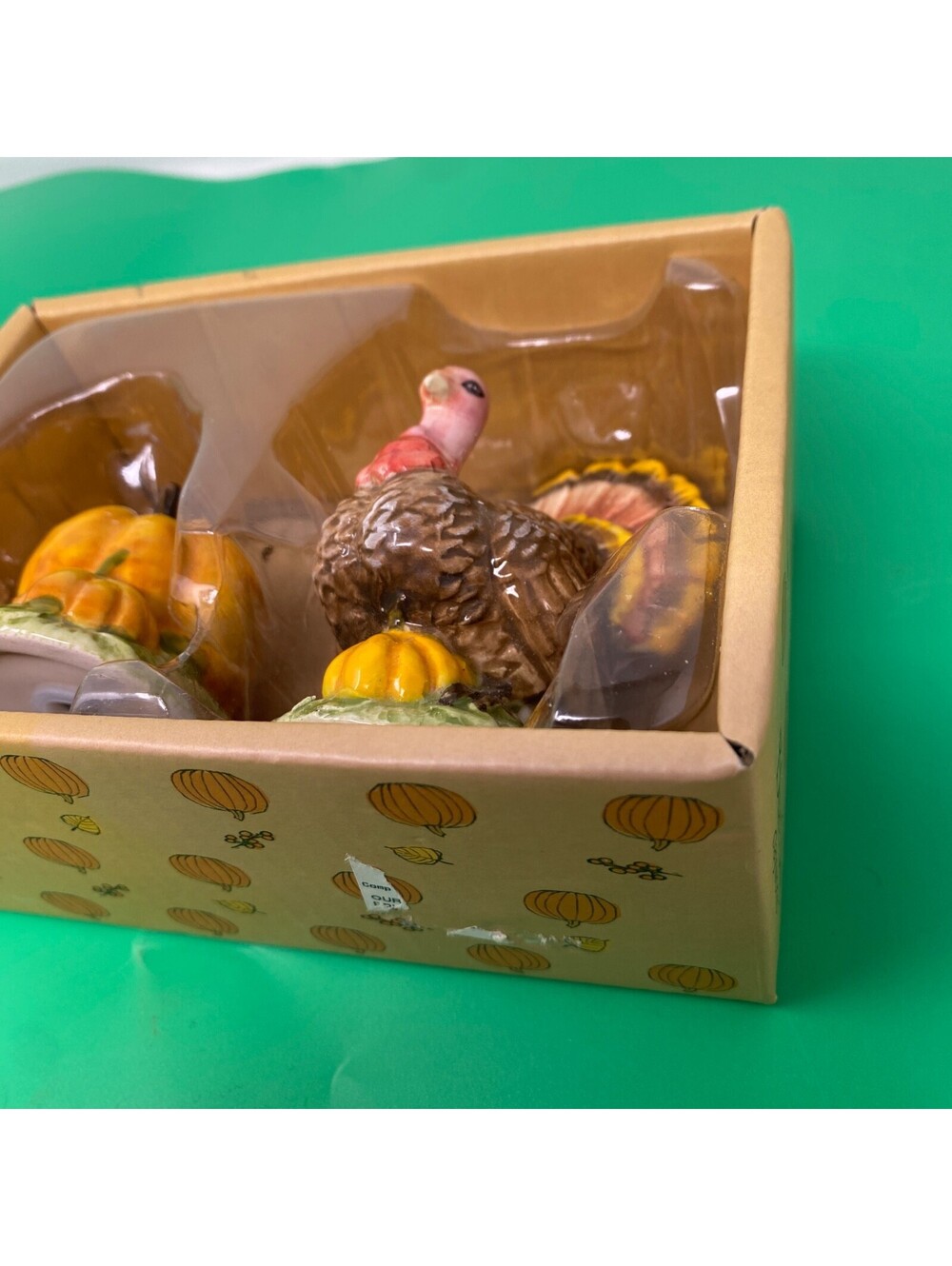 Blue Sky Clayworks THANKSGIVING "TURKEY-PUMPKIN"  SALT & PEPPER SHAKERS - Picture 2 of 5